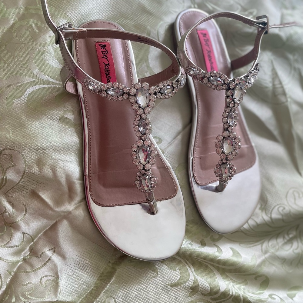Betsey Johnson Silver Crystal sandals